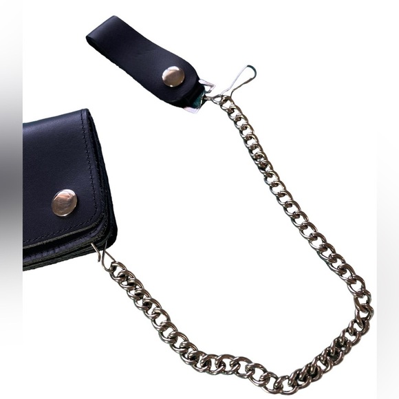 Any 2 For $18! NWT! Genuine Leather Biker Long Chain Billfold Wallet - Picture 3 of 13